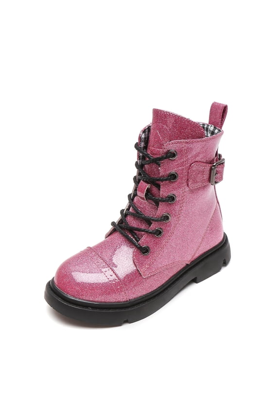 Boy Girls Ankle Boots Lace up Combat Boots Pink Size 4 Big Kid