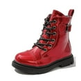 thumbnail image 1 of Boy Girls Ankle Boots Lace up Combat Boots Red Size 13 Little Kid, 1 of 7