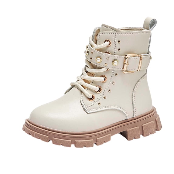 Boy Girls Ankle Comfort Fall Boot Combat Boots Side Zipper Lace Up ...