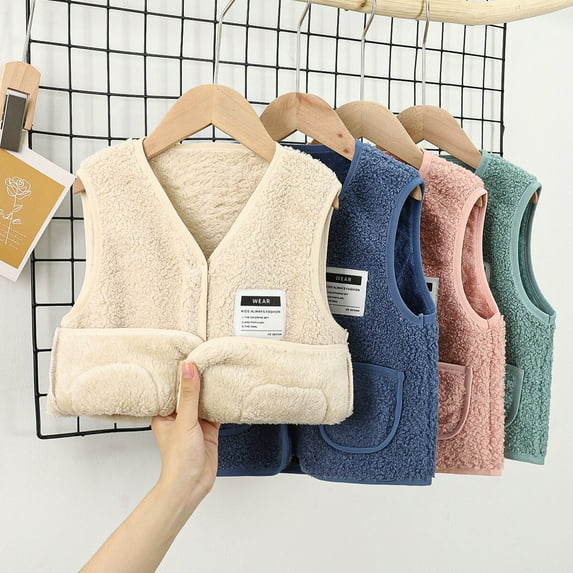 Boy Girls Baby Fleece-Lined Vest - Warm Winter Children's Waistcoat, Thickened Sleeveless Jacket for Toddlers, Kids' Winter Fall Outfit
