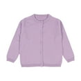 thumbnail image 1 of Boy' Girls' Cardigans Sweater Crew Neck Long Sleeve Button Knit Cotton Sweaters Solid Color Uniform Sweater (Purple, 1-8 Years), 1 of 2