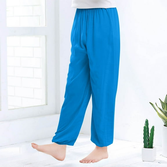 Boy Girls Lantern Pants Elastic Waist Straight Long Trousers Toddler Kids Solid Color Baggy Pants