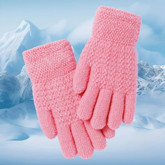 Boy Gloves Winter Fluffy Warm Mittens Girls Knit Gloves for Ages 5-10 Years Girls