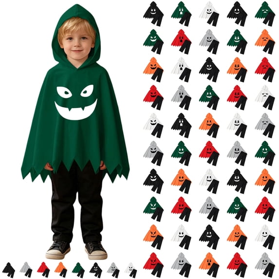 Boy Halloween Costumes Unisex Ghost Face Costume Kids Hooded Cloak Pants Two Piece Set Costumes for Girls 4-5 Years