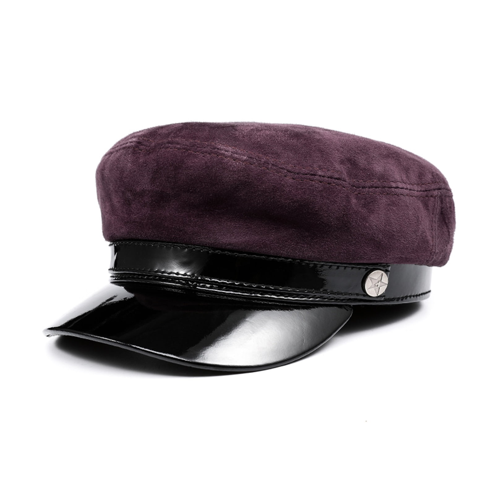 Boy Hat Genuine Leather Suede Newsboy Cap Purple Vintage Autumn Winter ...