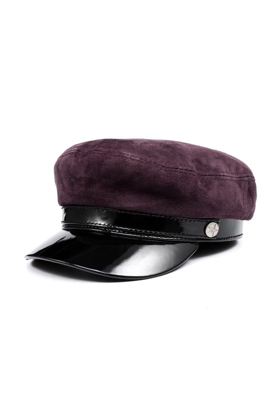 Boy Hat Genuine Leather Suede Newsboy Cap Purple Vintage Autumn Winter Casual Women Beret Hat ,Soft Feel