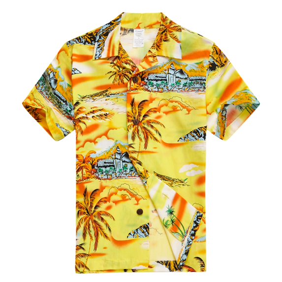 Boy Hawaiian Shirt Aloha Shirt Luau Shirt in Sunset Yellow 4