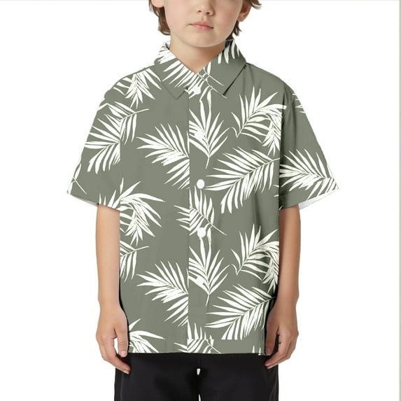 Boy Hawaiian Shirt Short Sleeve Girls Button down Shirt Casual Boys Beach Shirt Tropical Shirts for Boys 6-7 Years