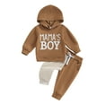 thumbnail image 1 of Boy Hooded Outfits for Toddler Baby 6 12 18 24 Months 2T 3T Classic Long Sleeve Letter Print Hoodie + Pants Set Clothes, 1 of 9