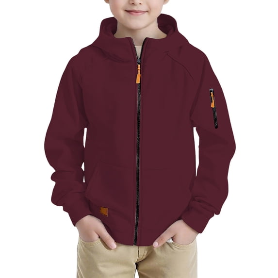 Boy Hoodie Sweatshirt Full Zip-Up Jacket Casual Loose Lightweight Coat Spring Fall Clothes with Pockets