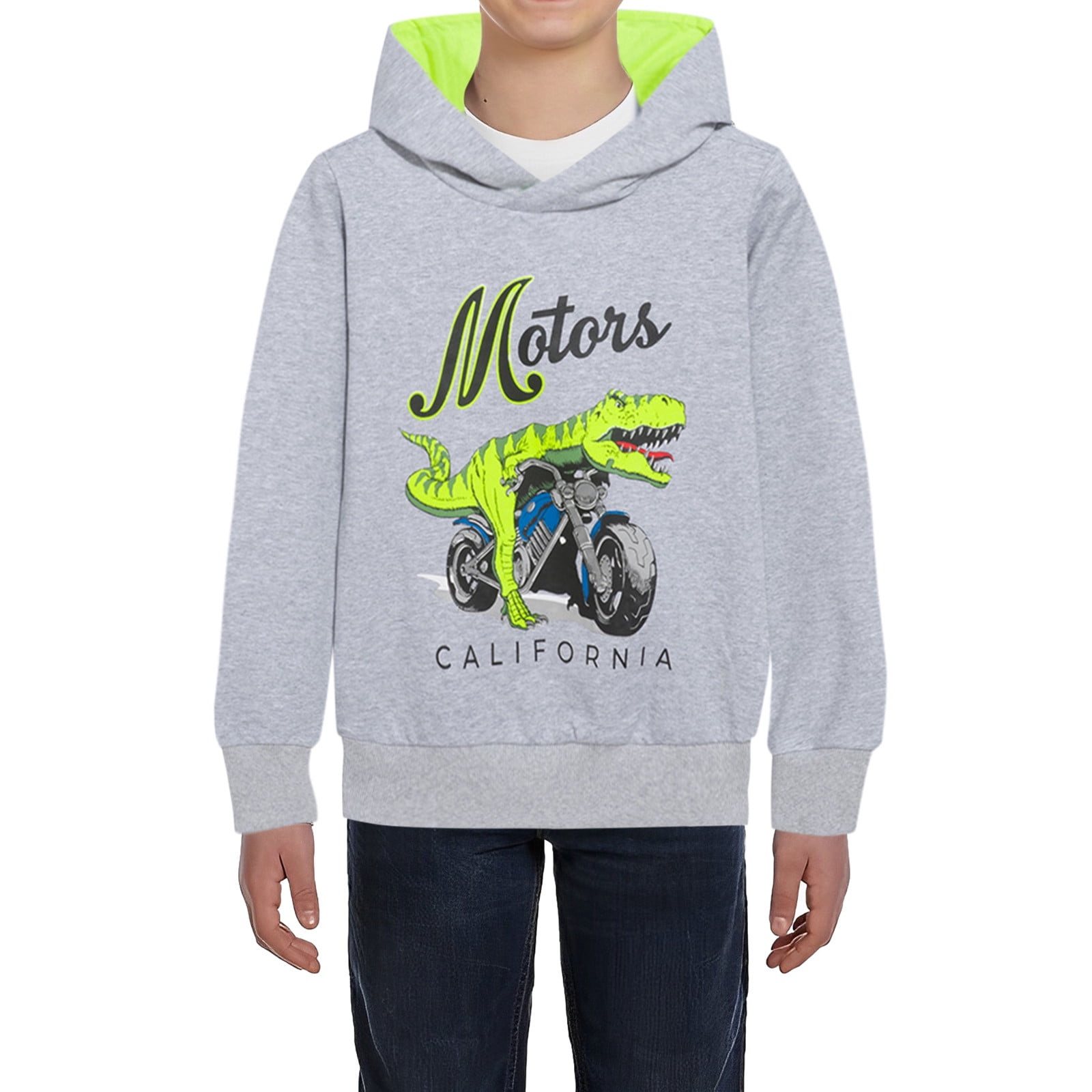 Boy Hoodies Size 8-10 Dinosaur Cotton Long Sleeve Kids Pullover Graphic ...