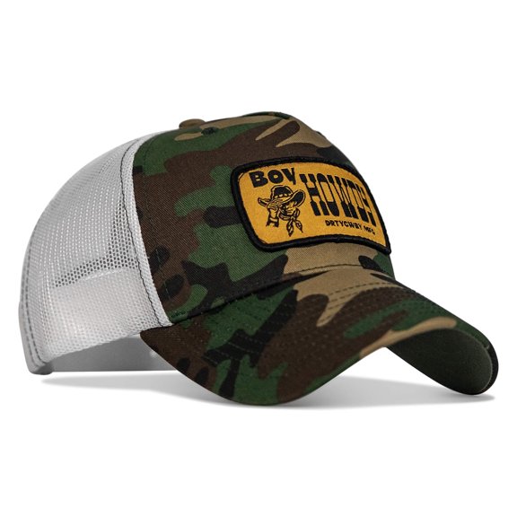 Combat Iron Boy Howdy Western Patch Snapback Hat Woodland Bdu Camo / White
