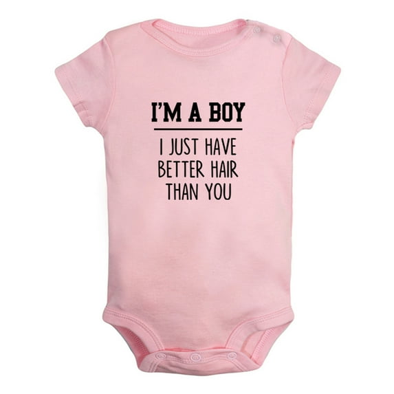 I'm A Boy I Just Have Better Hair Than you Funny Rompers For Babies, Newborn Baby Unisex Bodysuits, Infant Jumpsuits, Toddler 0-12 Months Kids One-Piece Oufits (Pink, 6-12 Months)
