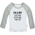 thumbnail image 1 of I'm A Boy, I Just Have Better Hair Than you Funny T shirt For Baby, Newborn Babies T-shirts, Infant Tops, 0-24M Kids Graphic Tees Clothing (Long Gray Raglan T-shirt, 18-24 Months), 1 of 4