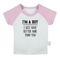 thumbnail image 1 of I'm A Boy, I Just Have Better Hair Than you Funny T shirt For Baby, Newborn Babies T-shirts, Infant Tops, 0-24M Kids Graphic Tees Clothing (Short Pink Raglan T-shirt, 0-6 Months), 1 of 4