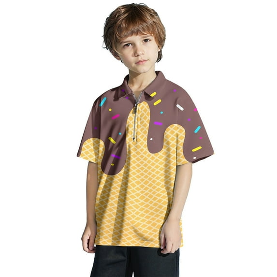 Boy Ice Cream Shirt 10 Coffee Boys Polo Shirts Size Button Closure Short Sleeve Shirt Casual Graduation Gifts for Son Toddler Boy Clothes 11-12 Years