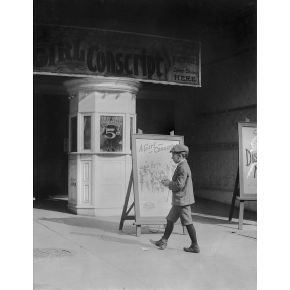 Boy In Front Of A Movie Theater Showing The Girl Conscript History (24 x 36)