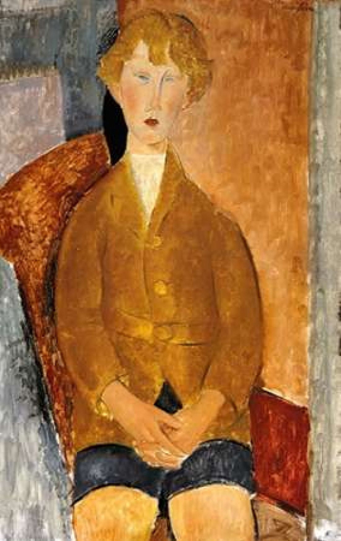 Boy In Short Pants Canvas Art - Amedeo Modigliani (24 x 36)