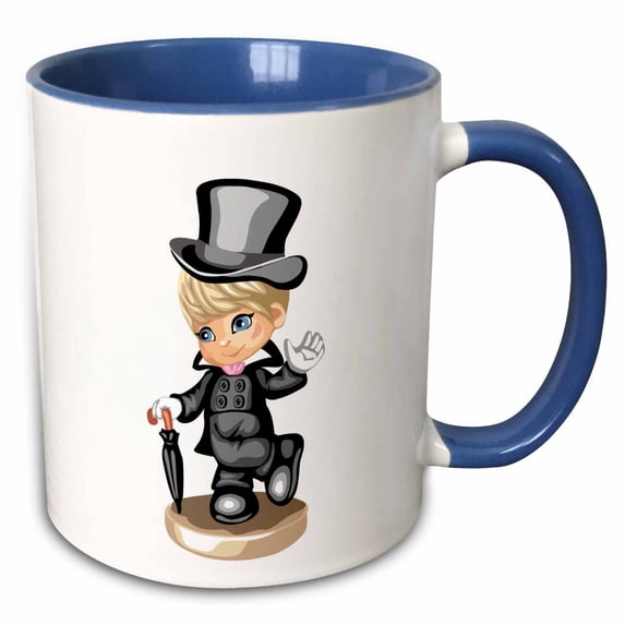 3drose, Boy in Tuxedo and Hat, 15oz Two-tone Blue Mug