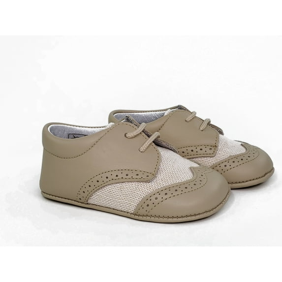 Boy/Infant shoes Beige/Tan Napa Leather and Linen Kids Shoes