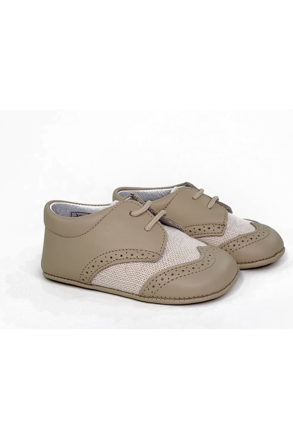 Boy/Infant shoes Beige/Tan Napa Leather and Linen Kids Shoes