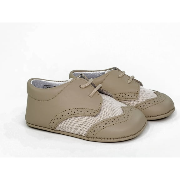 Boy/Infant shoes Beige/Tan Napa Leather and Linen Kids Shoes