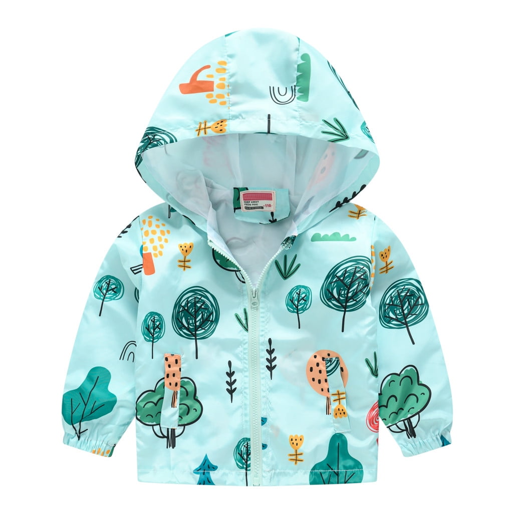 Boy Jacket Print Windproof Autumn Zipper Kids Hooded Jacket Coat Baby Boys Toddler Boys Coat