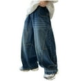 thumbnail image 1 of Boy Jeans Size 14-16 Boot Cut Boy's Stacked Jeans Slim Fit Ripped Skinny Stretch Hop Streetwear Denim Pants Boys' Baggy Jeans Gradient Patchwork Straight Denim Cargo Pants, 1 of 6