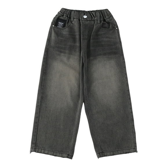 Boy Jeans Size 14-16 Boot Cut Boys' Ripped Denim Jeans Taper Fit Kids Fashion Loose Casual Trousers Long Pants Boys Jeans Size 14 Regular