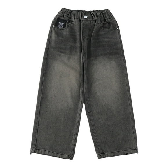 Boy Jeans Size 14-16 Boot Cut Boys' Ripped Denim Jeans Taper Fit Kids Fashion Loose Casual Trousers Long Pants Boys Jeans Size 14 Regular