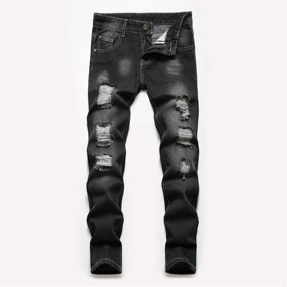 Boy Jeans Slim Fit Skinny Ripped Distressed Boys Black Jeans Straight Leg Jeans Pants Boys Pants Size 8-10 Years