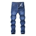 thumbnail image 1 of Boy Jeans Trendy Teen Child Boys Washed Ripped Distressed Jeans Slim Fit Breathable Casual Denim Trousers Streetwear Kids Jeans 7 Years-8 Years Blue, 1 of 6