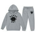 thumbnail image 1 of Boy Jogger Set Size 7 Long Sleeve Letter Print Rugby Football 2pcs Boys Outfit Set Regular Fit Tracksuit 2 Piece Outfits,Grey,5-6 Years, 1 of 4