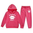 thumbnail image 1 of Boy Jogger Set Size 7 Long Sleeve Letter Print Rugby Football 2pcs Boys Outfit Set Regular Fit Tracksuit 2 Piece Outfits,Hot Pink,7-8 Years, 1 of 4