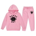 thumbnail image 1 of Boy Jogger Set Size 7 Long Sleeve Letter Print Rugby Football 2pcs Boys Outfit Set Regular Fit Tracksuit 2 Piece Outfits,Pink,6-7 Years, 1 of 4