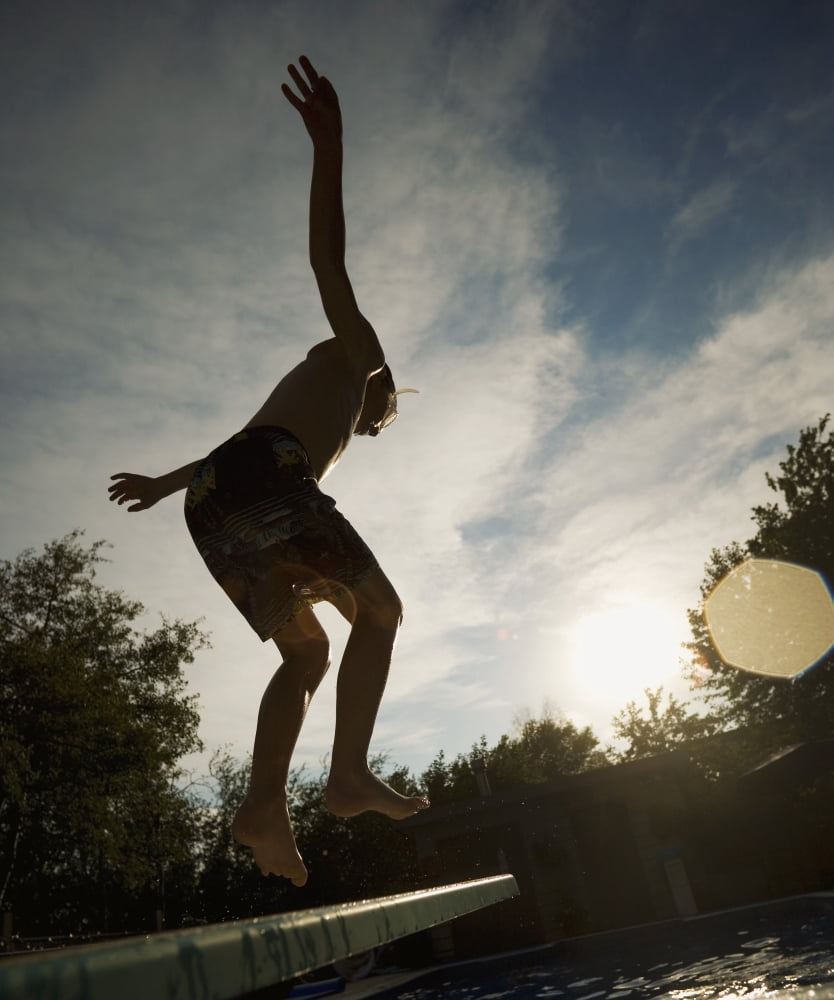 Boy Jumping Off Diving Board Canvas Art - Kelly Redinger Design Pics (12 x 15)
