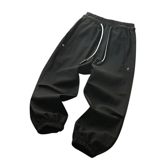 Boy Khaki Pants Solid Color Spring and Boys Pants Medium and Large Children Casual Workwear Pants Long Pants New Full Length Pants Black 11T