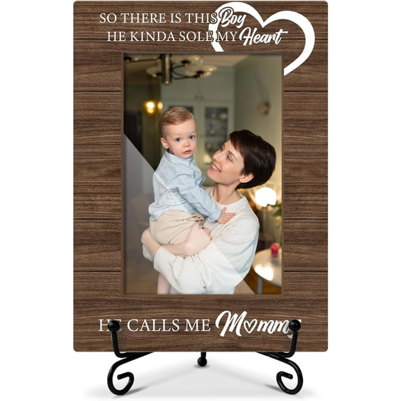 So There Is This Boy He Kinda Stole My Heart He Calls Me Mommy Picture Frame, Mom Picture Frame Birthday Gifts, Wooden Photo Frame With Stand, Photo Frame 4 x 6 for Desktop Display Home Decor -48