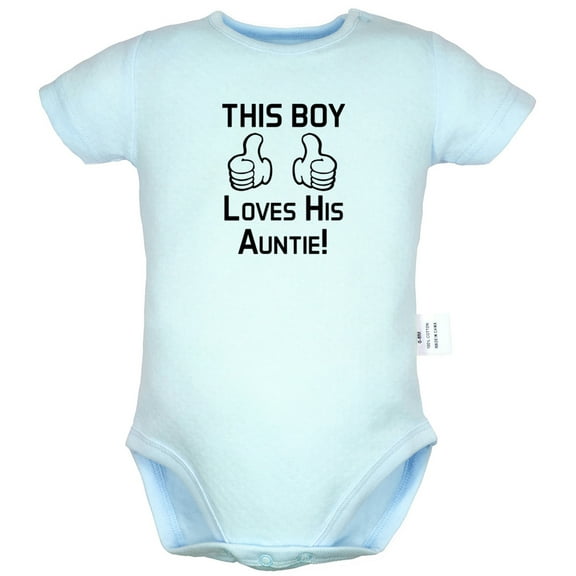 This Boy Loves His Auntie Funny Rompers For Babies, Newborn Baby Unisex Bodysuits, Infant Jumpsuits, Toddler 0-24 Months Kids One-Piece Oufits (Blue, 0-6 Months)