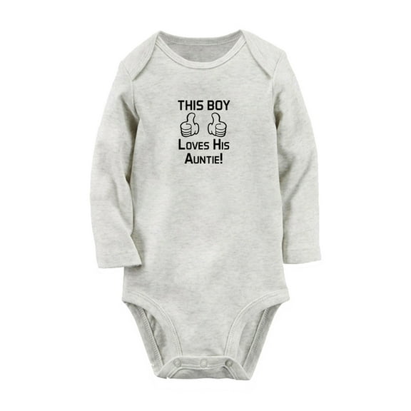 This Boy Loves His Auntie Funny Rompers, Newborn Baby Unisex Bodysuits, Infant Jumpsuits, Toddler 0-12 Months Kids Long Sleeves Oufits (Gray, 0-6 Months)