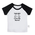 thumbnail image 1 of This Boy Loves His Auntie Funny T shirt For Baby, Newborn Babies T-shirts, Infant Tops, 0-24M Kids Graphic Tees Clothing (Short Black Raglan T-shirt, 0-6 Months), 1 of 4