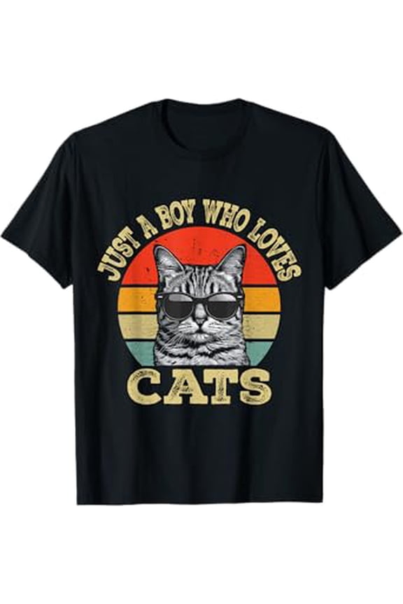 Boy Loves Cats Vintage T-Shirt