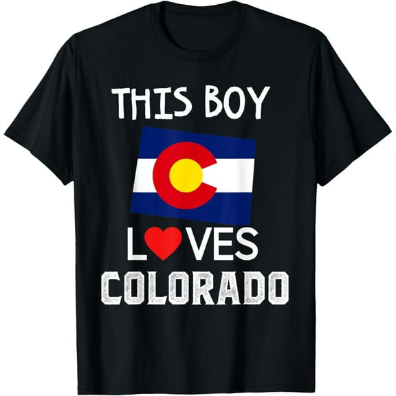 Boy Loves Colorado Denver Map Flag CO Souvenir Mountain T-Shirt100% cotton
