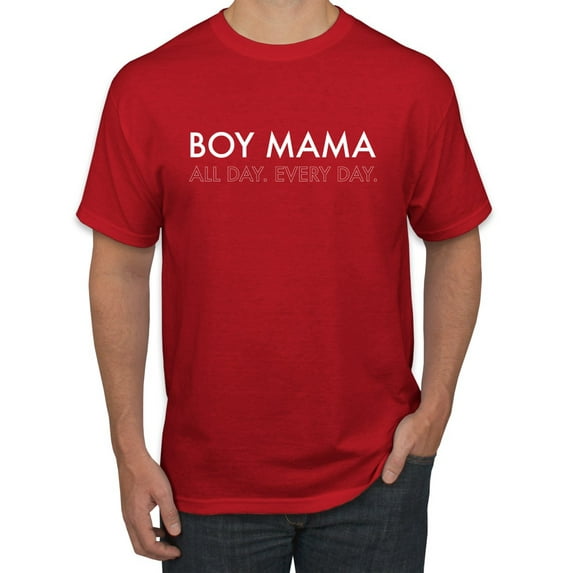 Boy Mama All Day Everyday Mom Son Gift | Mens Mother's Day Graphic T-Shirt, Red, Large