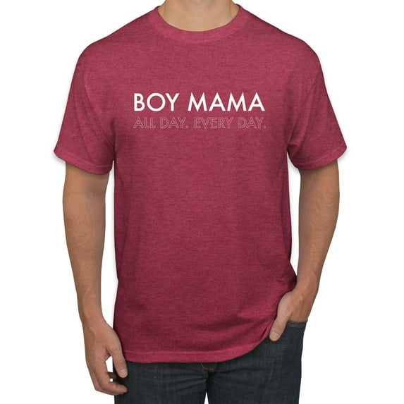 Boy Mama All Day Everyday Mom Son Gift | Mens Mother's Day Graphic T-Shirt, Vintage Heather Red, Medium