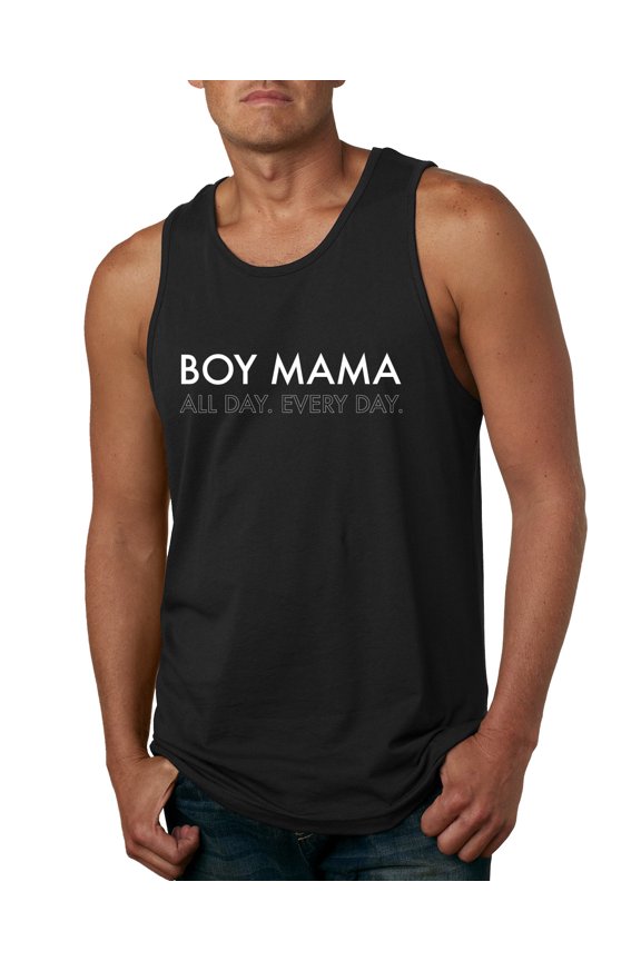Boy Mama All Day Everyday Mom Son Gift | Mens Mother's Day Graphic Tank Top, Black, X-Large