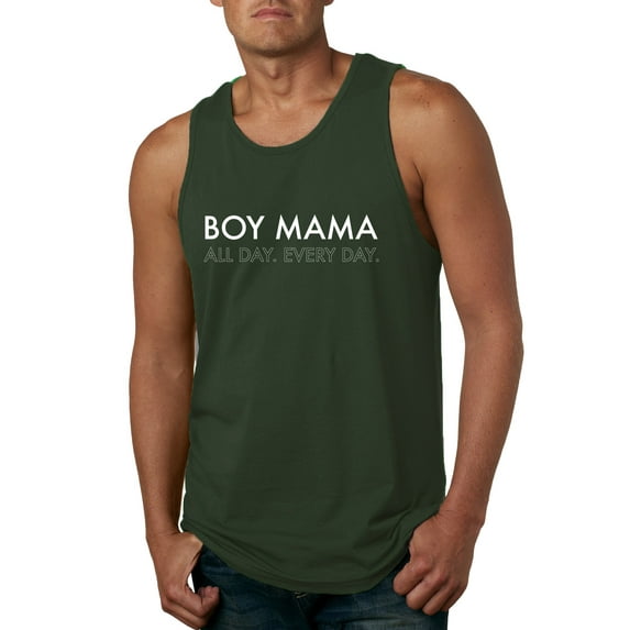 Boy Mama All Day Everyday Mom Son Gift | Mens Mother's Day Graphic Tank Top, Forest Green, 3XL