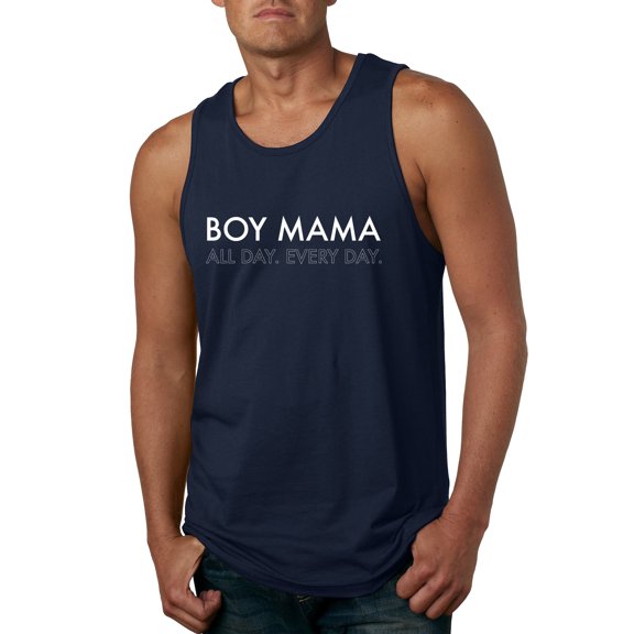Boy Mama All Day Everyday Mom Son Gift | Mens Mother's Day Graphic Tank Top, Navy, Large