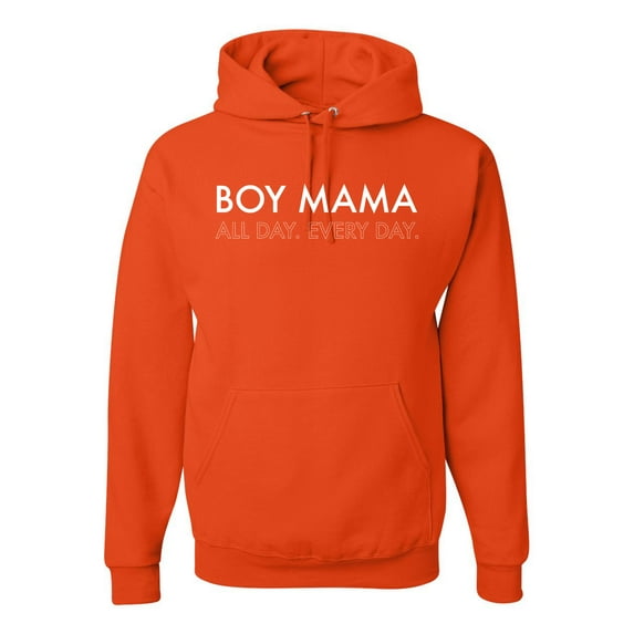 Boy Mama All Day Everyday Mom Son Gift | Mens Mother's Day Hooded Sweatshirt Graphic Hoodie, Orange, 3XL