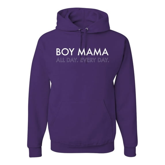Boy Mama All Day Everyday Mom Son Gift | Mens Mother's Day Hooded Sweatshirt Graphic Hoodie, Purple, X-Large